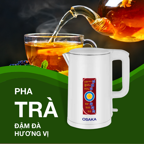 Bình đun siêu tốc Osaka KT-186 dung tích 1.8 lít 3 lớp cách nhiệt - Hàng chính hãng