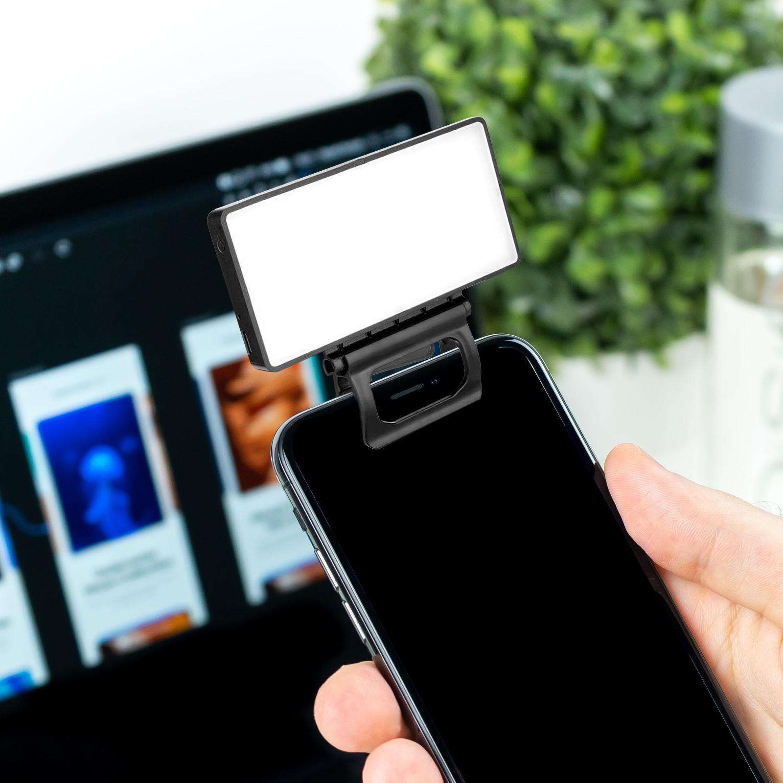 LED Video Fill Light, Clip on 3 Light Modes Selfie Light for Live Streaming Filming