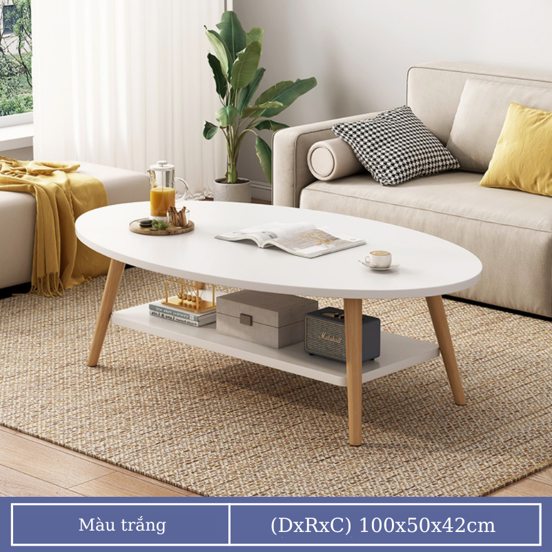 Bàn sofa phòng khách 2 hộc tủ độc đáo, bàn chân gỗ tự nhiên chắc chắn