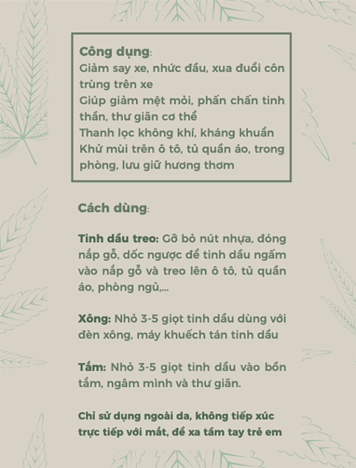 Tinh Dầu Thiên Nhiên TTAUTO Treo Xe ô tô, Treo Tủ Quần Áo, Treo Phòng Giúp Khử Mùi, Thơm Phòng, Thư Giãn Tinh Thần, Chống Say Xe Hiệu Quả - Chai 30ML