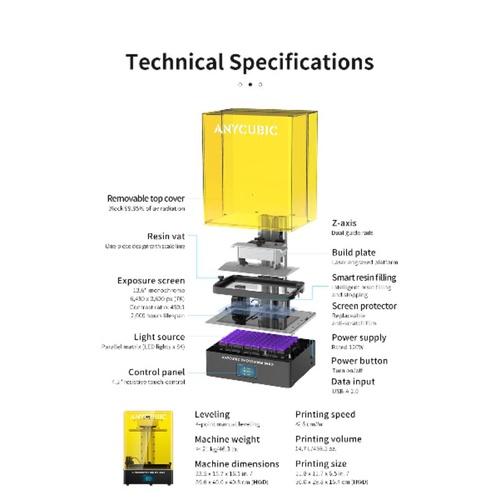 Máy in 3D ANYCUBIC PHOTON M3 MAX 7k Màn hình LCD đơn sắc kích thước lớn 13.6 Inch độ chính xác cao, hàng nhập khẩu chính hãng