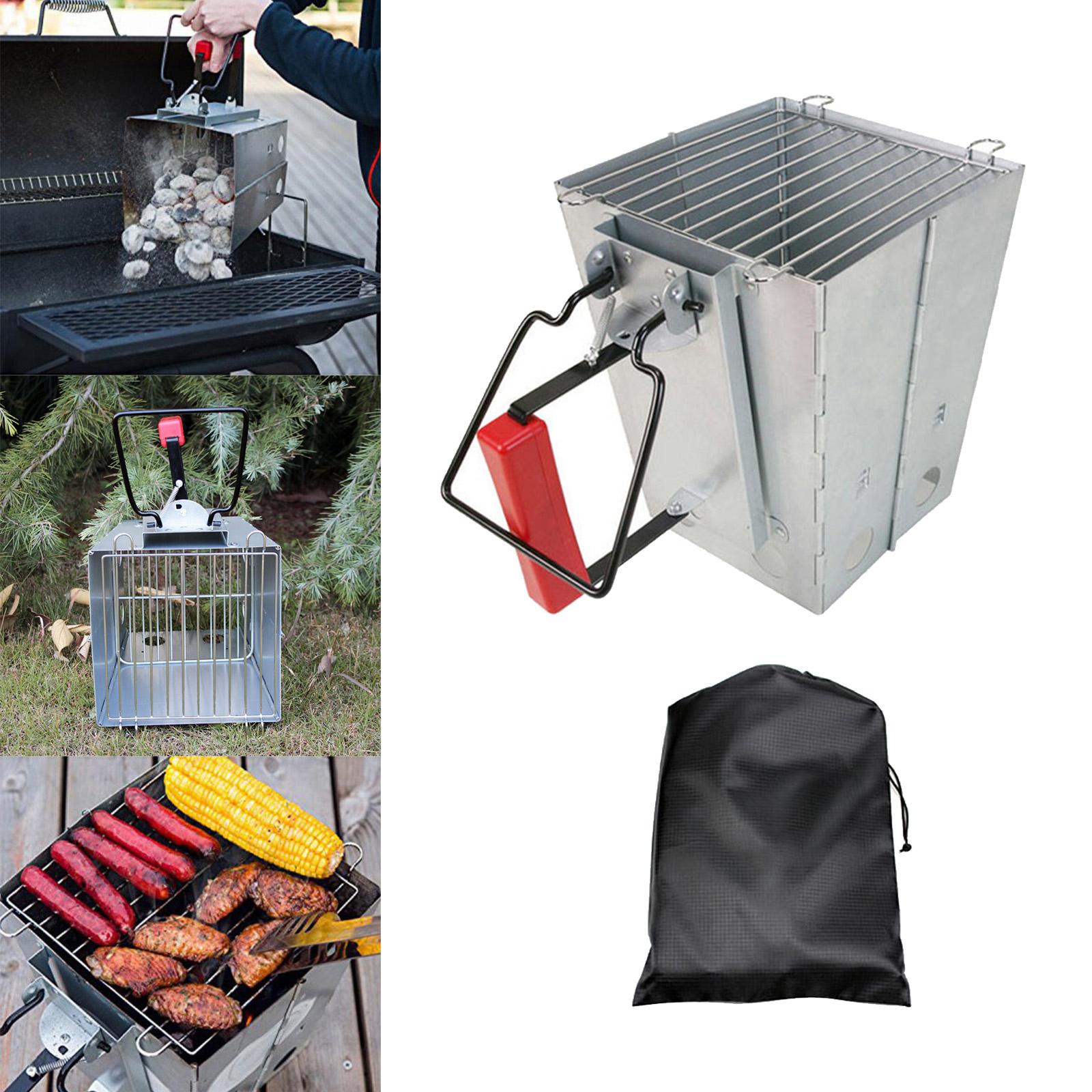 BBQ Charcoal Chimney Starter Camping Quick Grill Lighter Compact Foldable