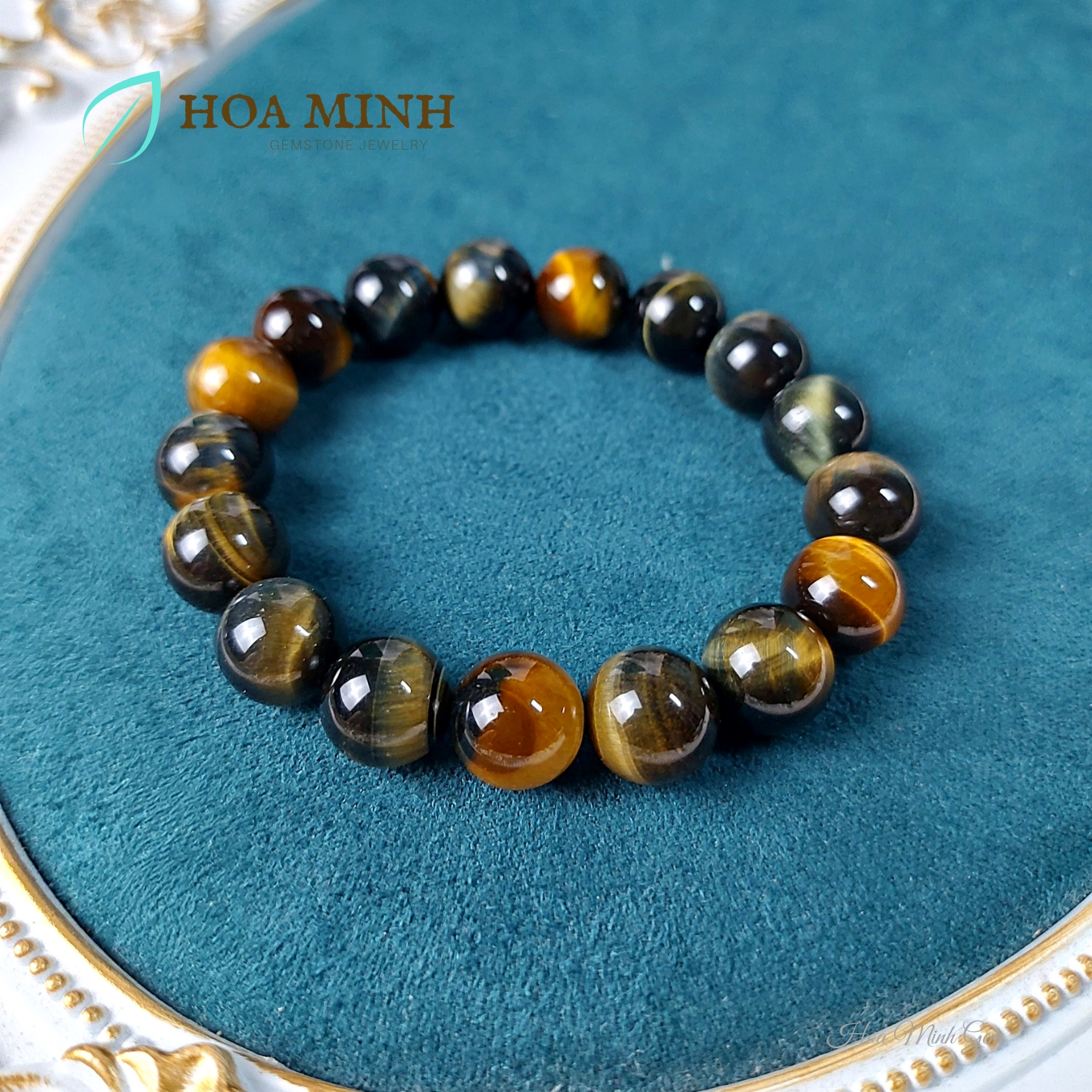 Vòng tay chuỗi đá Mắt Hổ Chim Ưng size hạt 12 li loại 5A bóng đẹp không kén mệnh