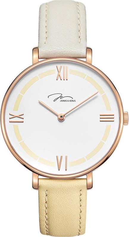 Đồng hồ đeo tay Nữ hiệu JONAS &amp; VERUS X01856-Q3.PPWDWY, Máy Pin (Quartz), Kính sapphire chống trầy xước, Dây Da Italy