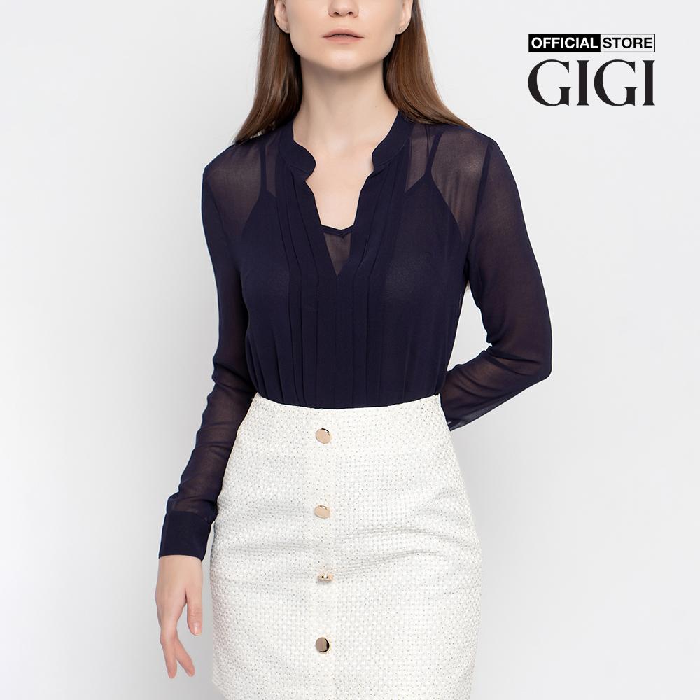 GiGi - Áo kiểu nữ cổ V tay dài xếp li trước thời trang G1110B211271