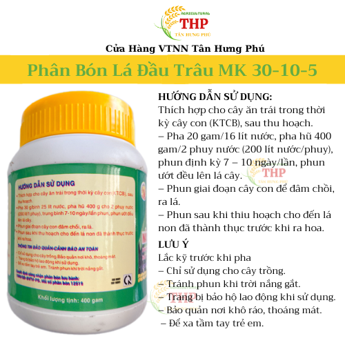 Phân Bón Lá Đầu Trâu MK 30-10-5 | PHÂN BÓN CHUYÊN Cây Ăn Trái | PHÂN BÓN