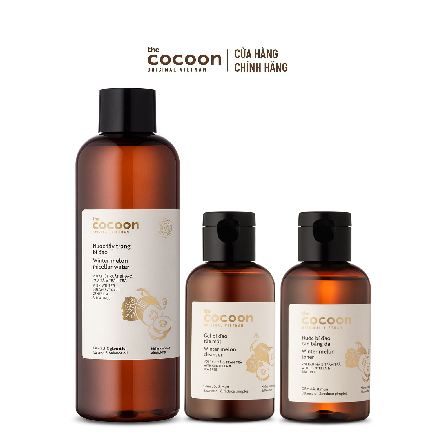 Combo Làm Sạch Da Mụn Cocoon 1 Nước Tẩy Trang Bí Đao Cocoon 500Ml 1 Gel Bí Đao Rửa Mặt Cocoon 140Ml 1 Nước Bí Đao Cân Bằng Da 140Ml