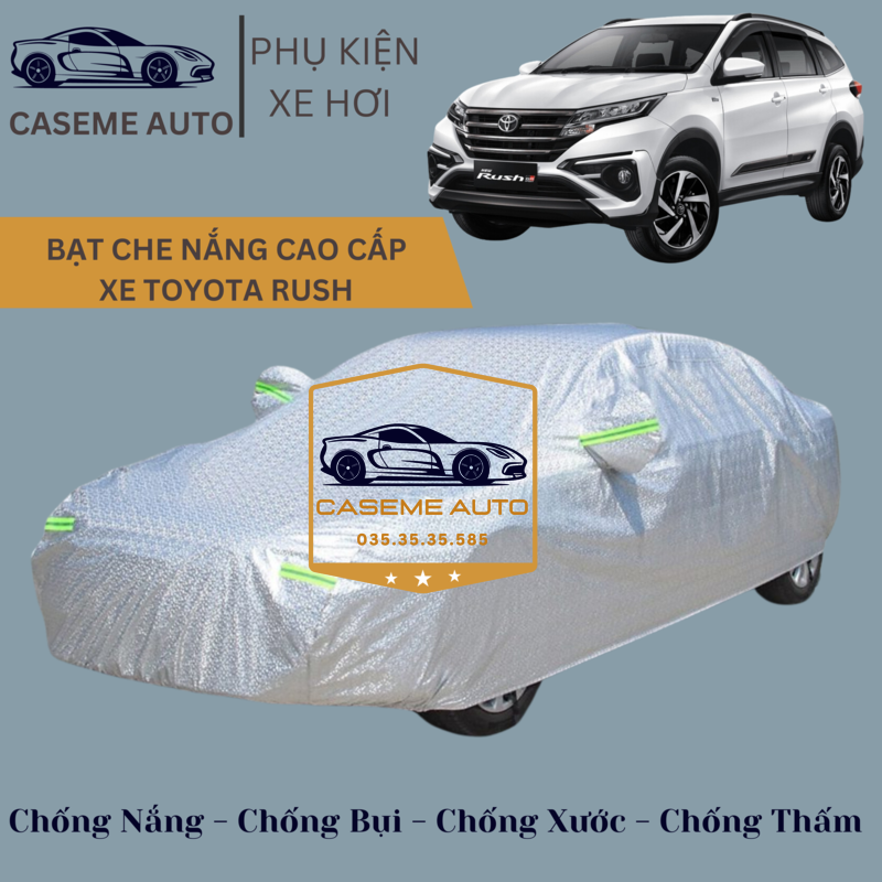 [TOYOTA RUSH] Bạt phủ xe ô tô tráng nhôm cao cấp dành cho xe TOYOTA RUSH , 3 lớp chống nóng, chống thấm, chống bụi - Hàng Chính Hãng