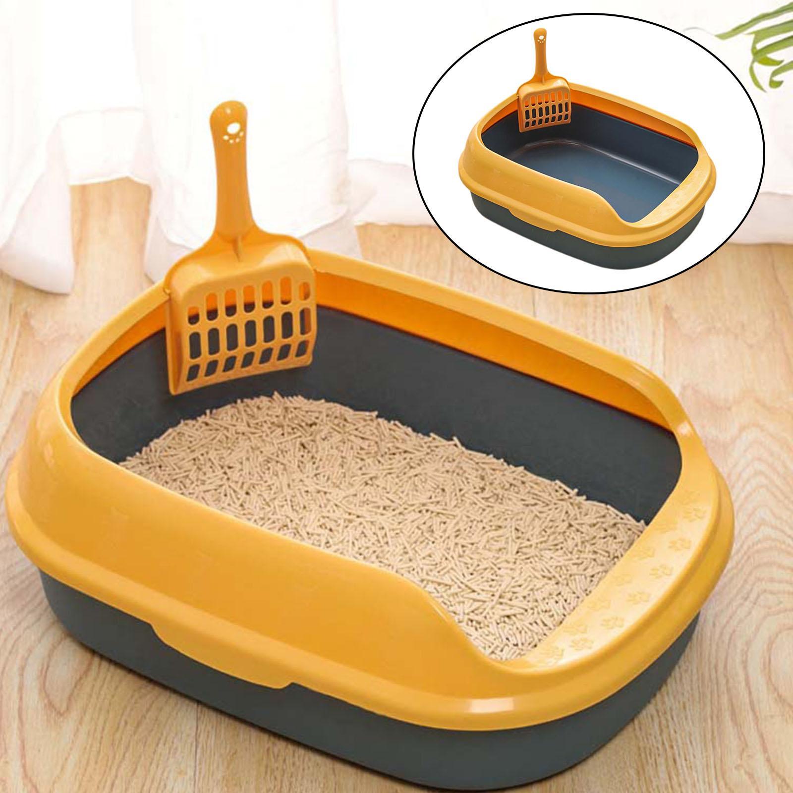 Cat Litter Box Pet Litter Tray Kitten Pan Toilet Shovel Bedpan Blue