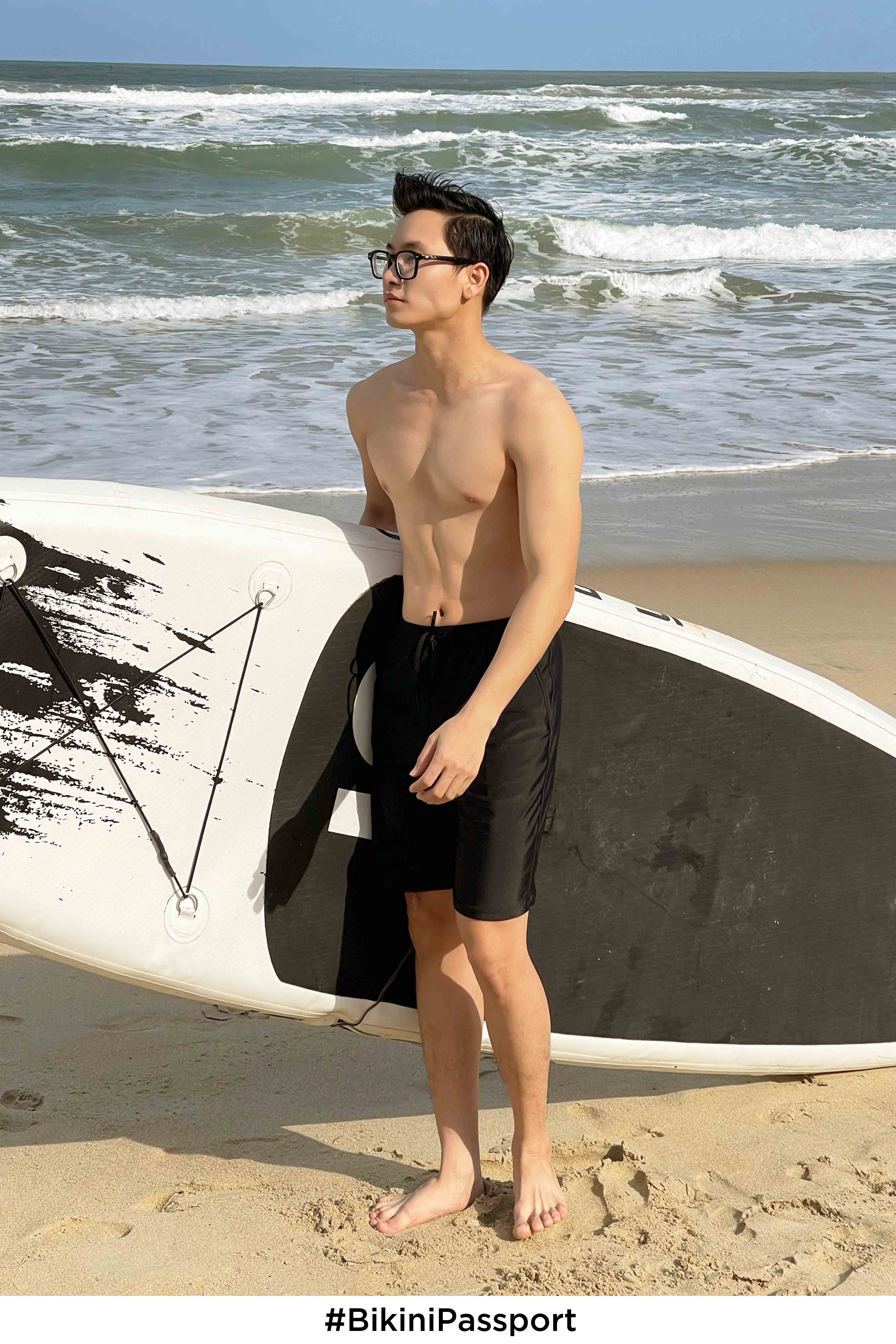 Quần bơi Nam BIKINI PASSPORT kiểu dáng Dài- màu Đen - BS179_BL