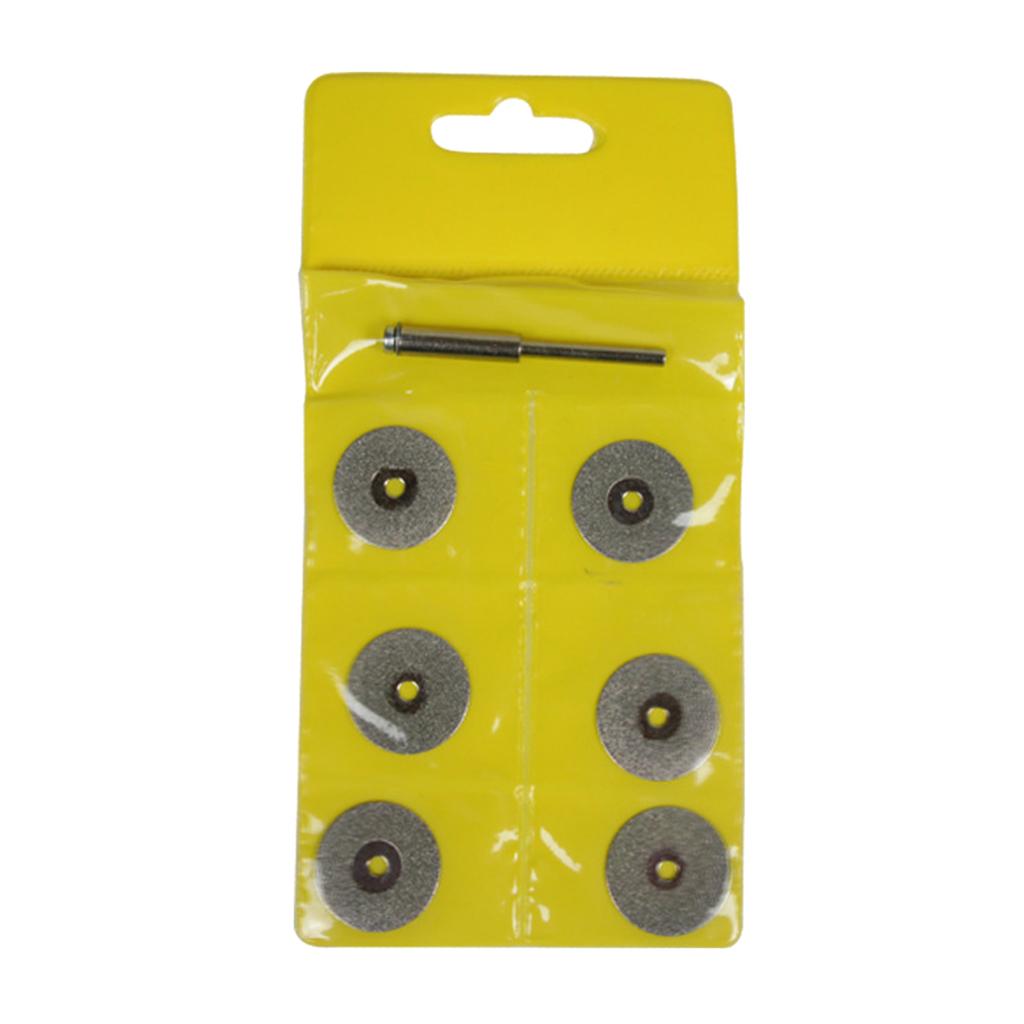 6Pcs Diamond Cutting Discs Drill Bit Rotary w/ Mandrel 20mm without holes
