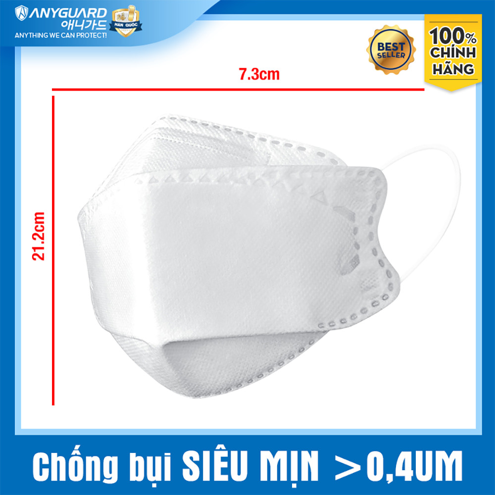 ComBo 10 Chiếc Khẩu Trang KF94 - Form 3D Cao Cấp Chống Bụi Siêu Mịn 0.4um Anyguard Chính Hãng - 4 Lớp Bảo Vệ Tối Ưu Dành Cho Người Lớn - ISO 9001:2015, ISO 13485:2016, QCVN 01:2017/BTC
