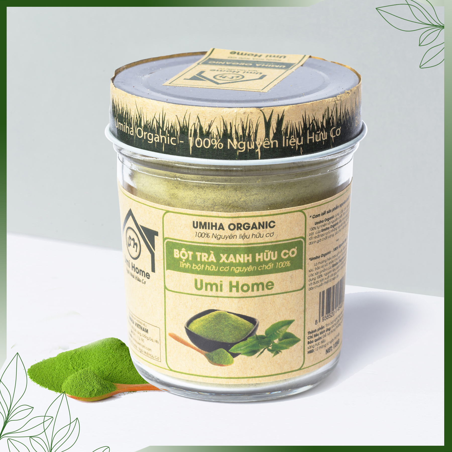 Bột Trà Xanh Nguyên Chất UMIHOME 135g Dùng cho đắp mặt, tắm trắng, dưỡng trắng da loại bỏ mụn hiệu quả