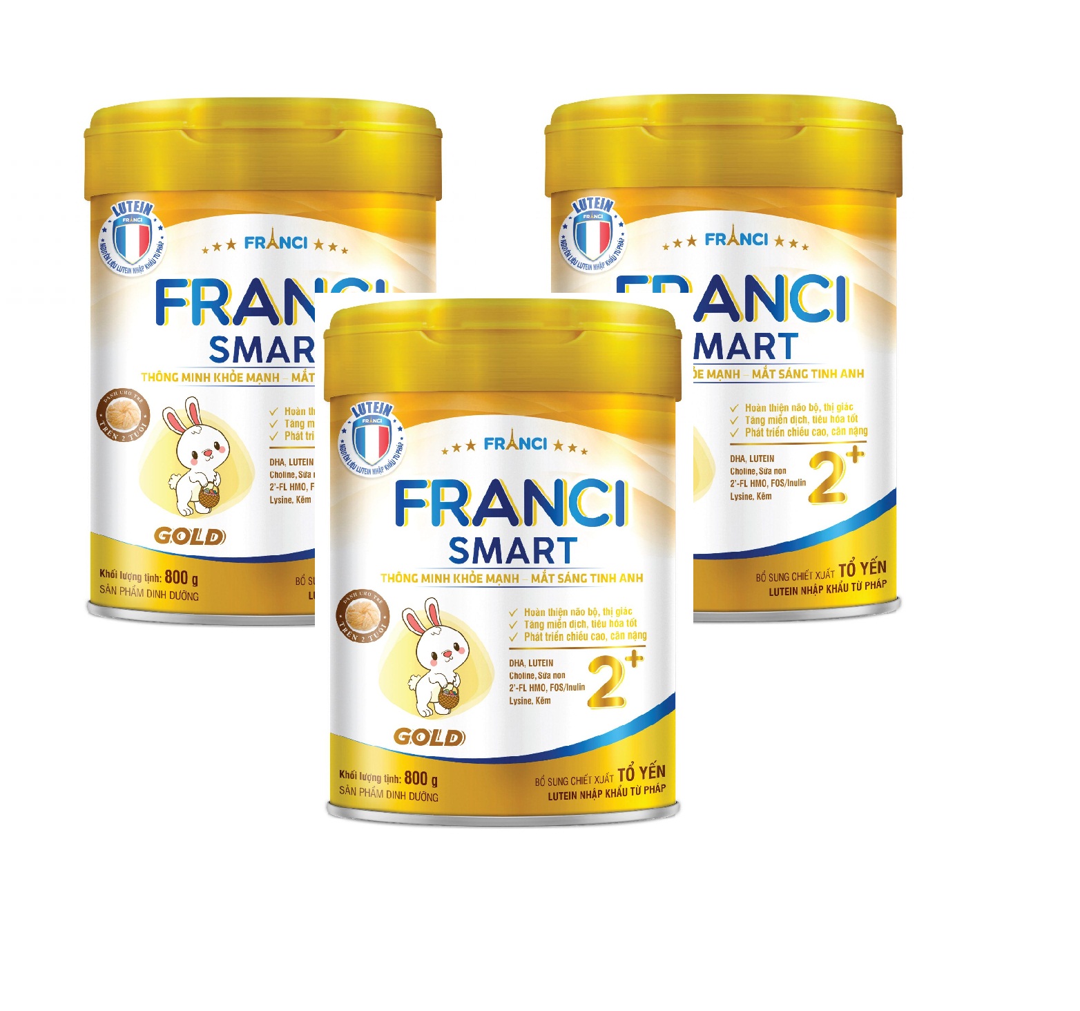 Combo 3 lon Sữa công thức FRANCI SMART GOLD 2+ lon 800g– Siêu trí tuệ – Mắt tinh anh