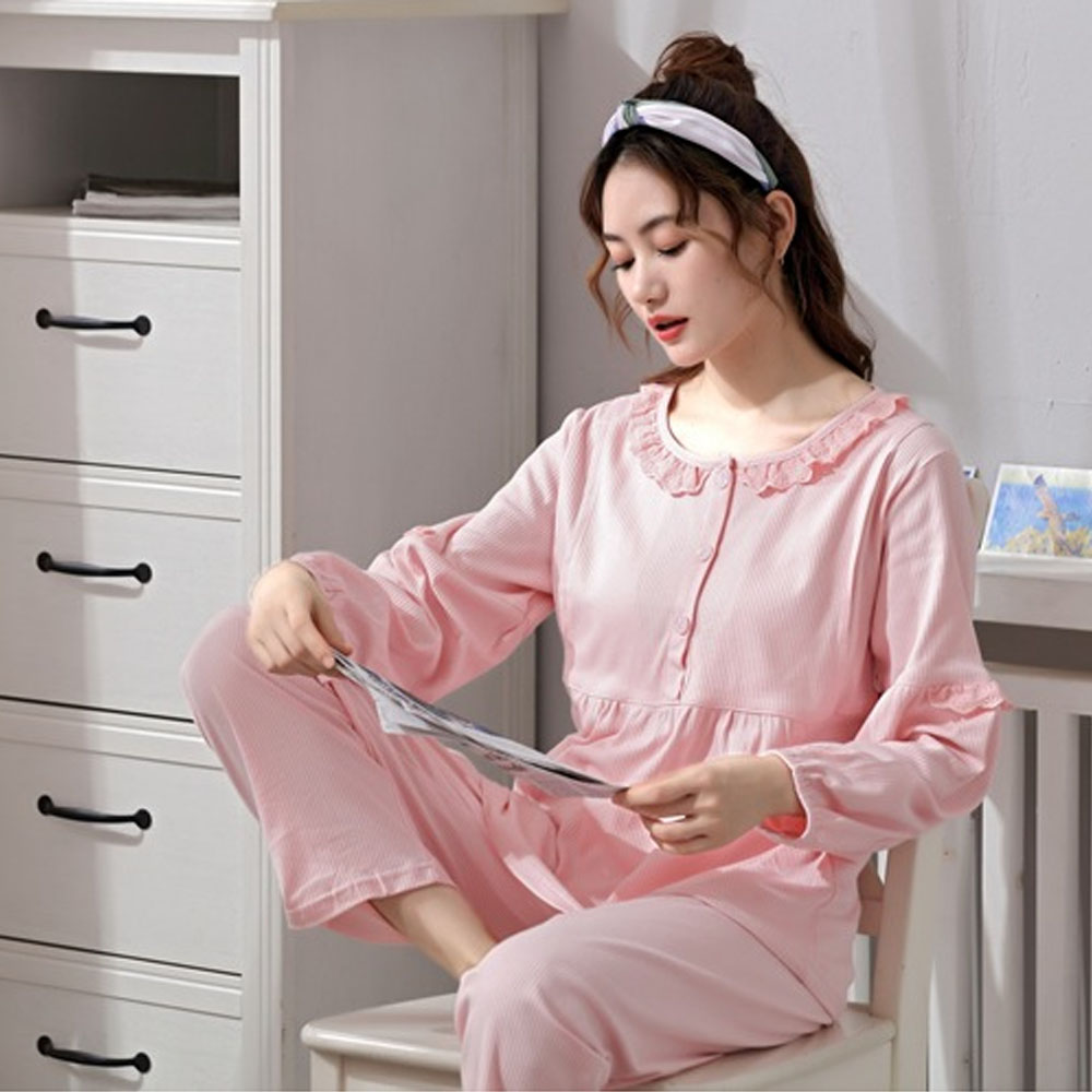 Bộ Đồ Bầu Và Sau Sinh Dài Tay Azuno AZ0976 Mặc Nhà Cao Cấp 100% Cotton Chất Mát, Mềm Mại, Không Nhăn