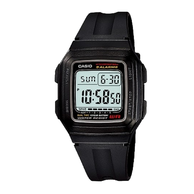 Đồng hồ unisex  Chính Hãng Casio F-201WA-1ADF Dây Nhựa