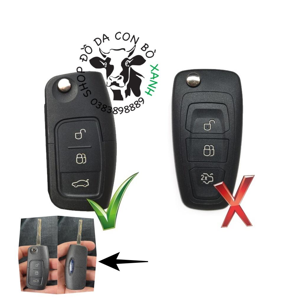 Bao da dành cho chìa khoá Ford Ecosport, Fiesta, Focus, Mondeo chìa Gập handmade da thật 001