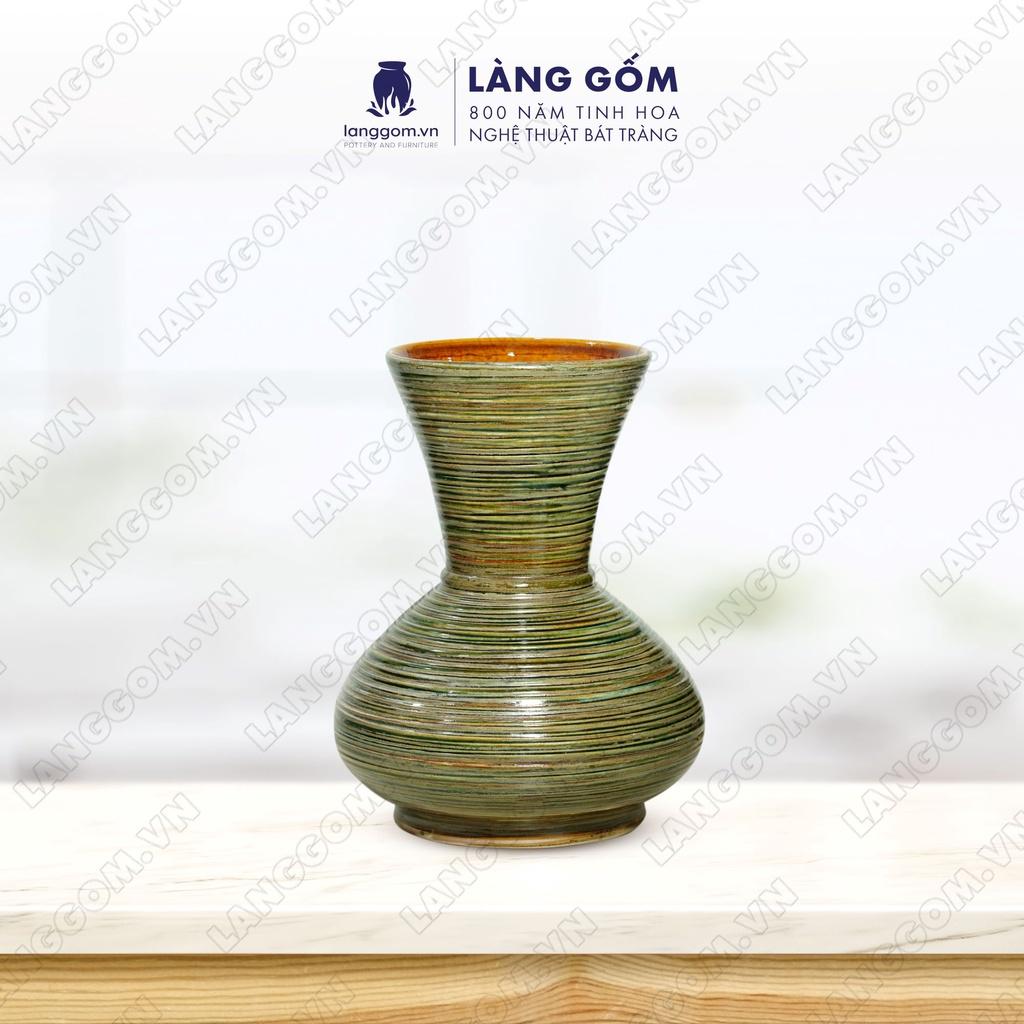 Bình hoa, lọ hoa Gốm sứ Bát Tràng cao cấp men hỏa biến dáng tỏi dẹt dùng làm quà tặng, trang trí - Làng Gốm Bát Tràng