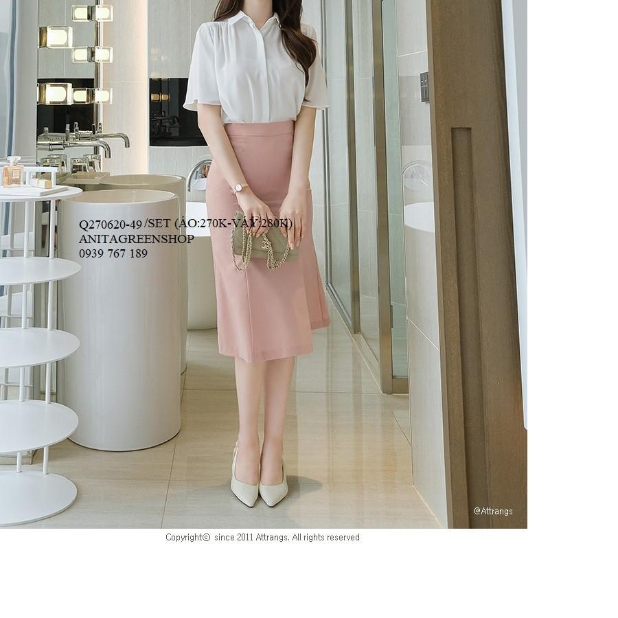 Q270620 SET ÁO SƠ MI VOAN PHỐI CHÂN VÁY