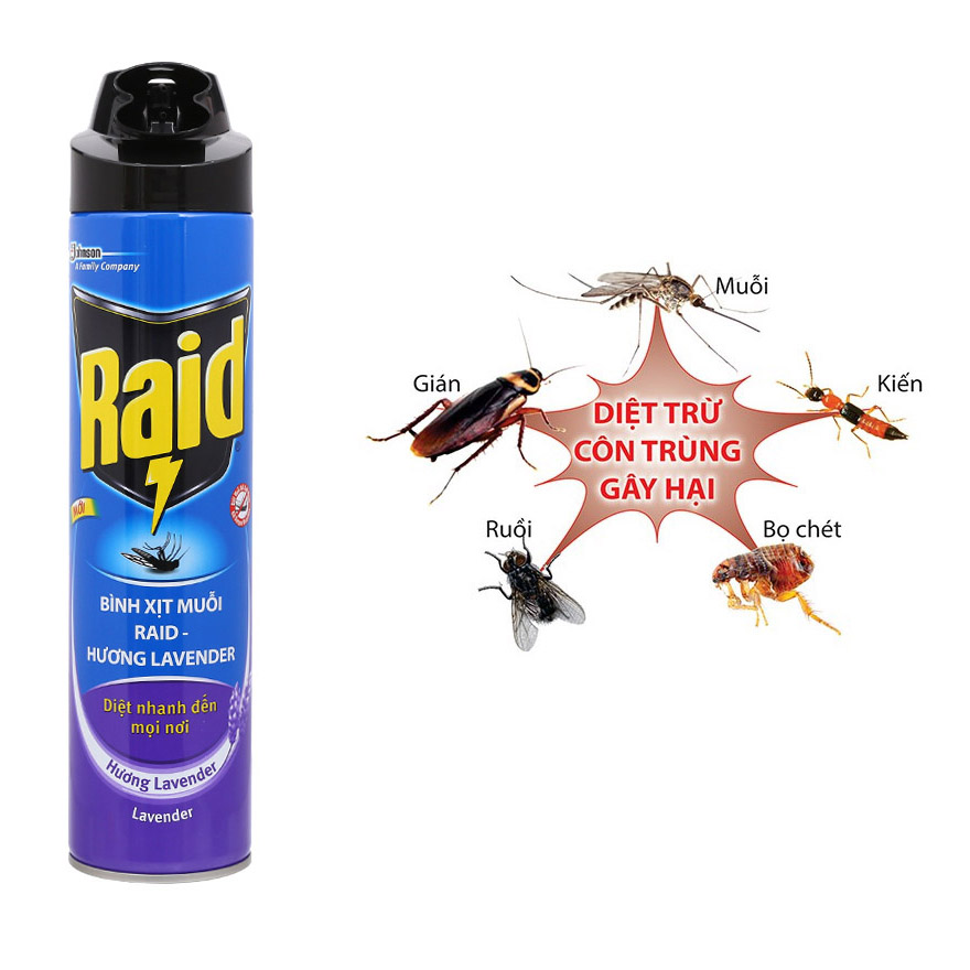 Bình Xịt Muỗi RAID Hương Lavender 600ML