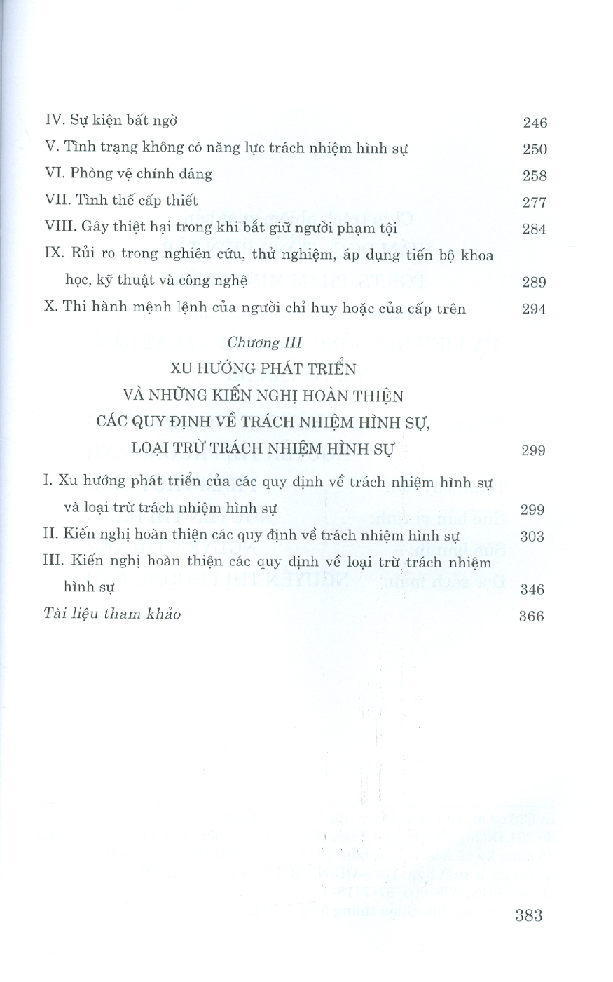 TRÁCH NHIỆM HÌNH SỰ VÀ LOẠI TRỪ TRÁCH NHIỆM HÌNH SỰ (Sách chuyên khảo) (Tái bản lần thứ hai, có sửa chữa, bổ sung)