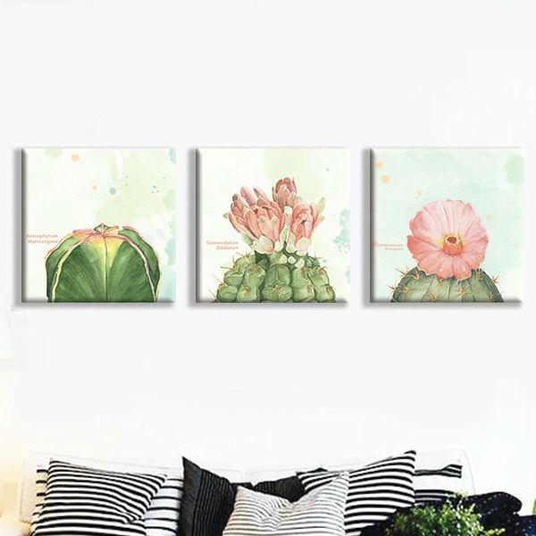 Bộ 3 Tranh Canvas Không Viền Treo Phòng Khách "Hoa Xương Rồng" W103