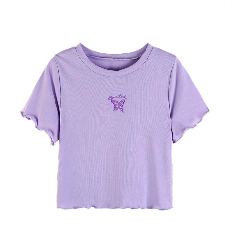 Áo Croptop ôm tay ngắn hình bướm, áo croptop body ngắn tay chất co giãn phong cách ulzzang Hàn Quốc C32 - Maoshop
