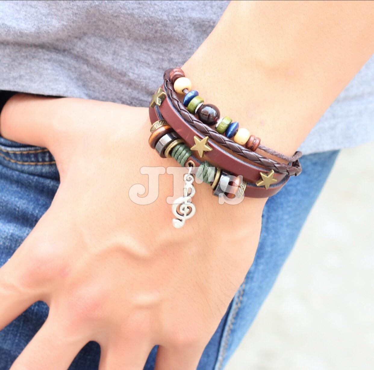 Vòng đeo tay nốt nhạc bện sao, vòng tay nam nữ phong cách bohemian