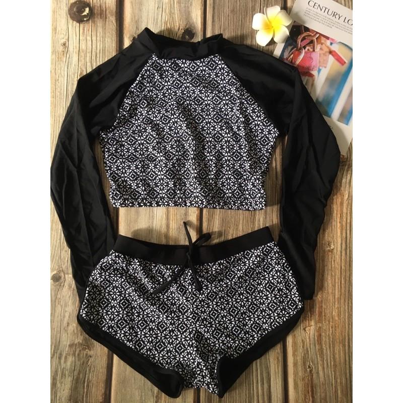 Đồ bơi tay dài croptop thổ cẩm