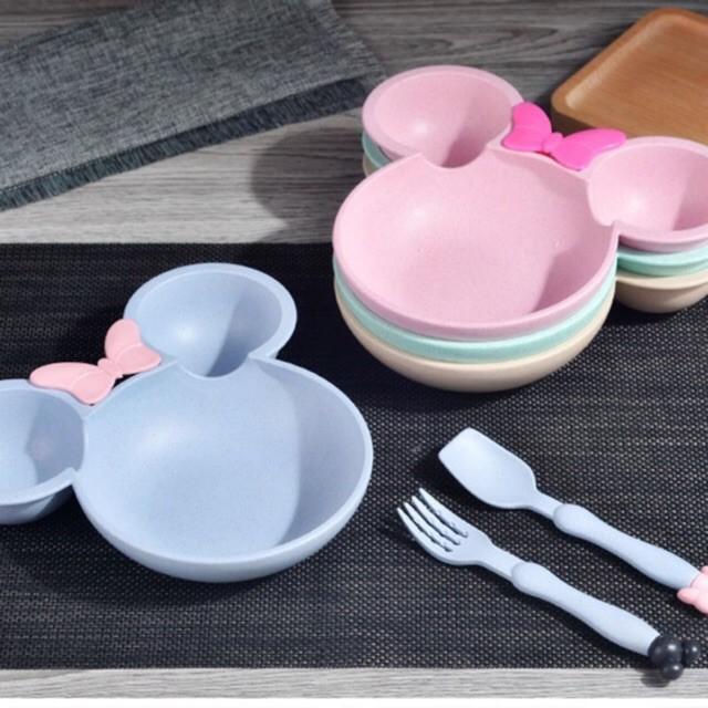 Bát tập ăn có 3 ngăn hình chuột micky cực ngộ nghĩnh