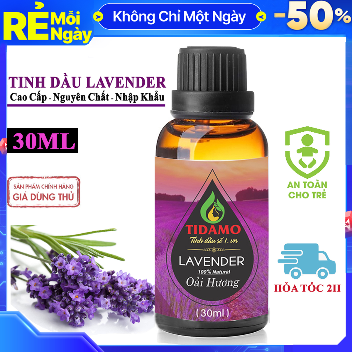 Tinh Dầu Lavender 30ML Nhập Khẩu Cao Cấp - Tinh Dầu Oải Hương TIDAMO Xông Phòng Thư Giãn, Bảo Vệ Sức Khỏe