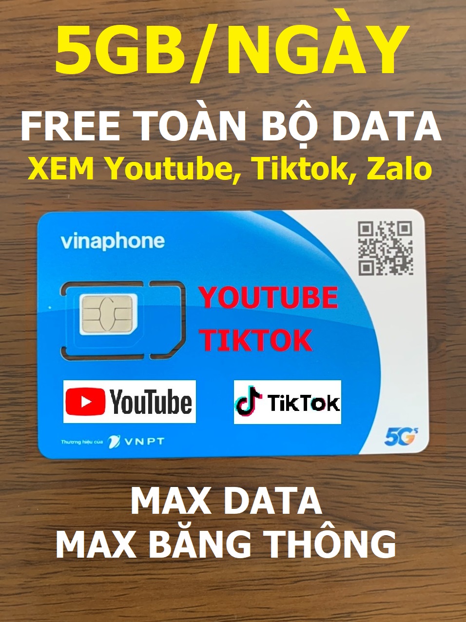 Sim 4G Vinaphone 5GB/NGÀY FREE Toàn bộ Data xem Youtube, Tiktok với tốc độ cao, MAX băng thông, Max dung lượng - Dùng Toàn Quốc - hàng chính hãng