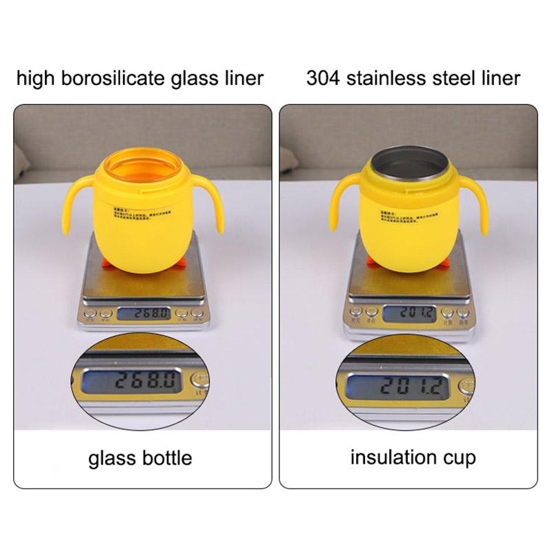 200Ml Cho Bé Nước Cách Nhiệt Chai Lọ Thủy Tinh Di Động Tay Cầm Ống Hút Ly Chống Thả Trẻ Em Hoạt Hình Cốc Sáng Tạo quà Tặng