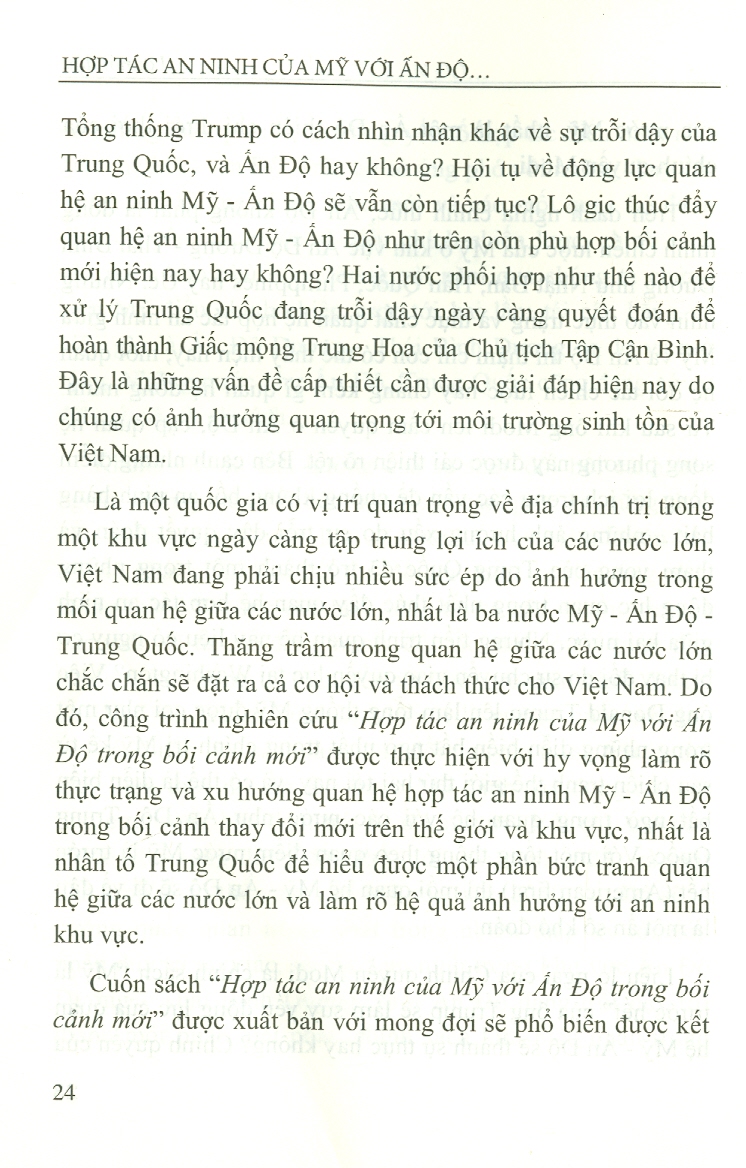Hợp Tác An Ninh Của Mỹ Với Ấn Độ Trong Bối Cảnh Mới