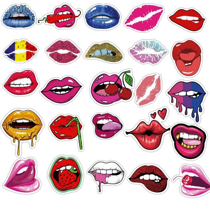 Sticker dán cao cấp ĐÔI MÔI GỢI CẢM Cực COOL ms#73