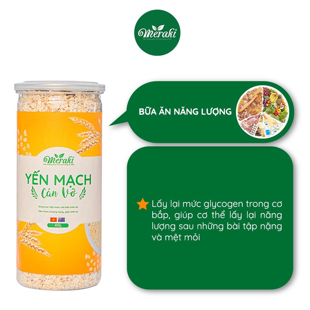 Yến mạch cán vỡ Meraki ăn liền healthy giảm cân eat clean nhập khẩu Úc