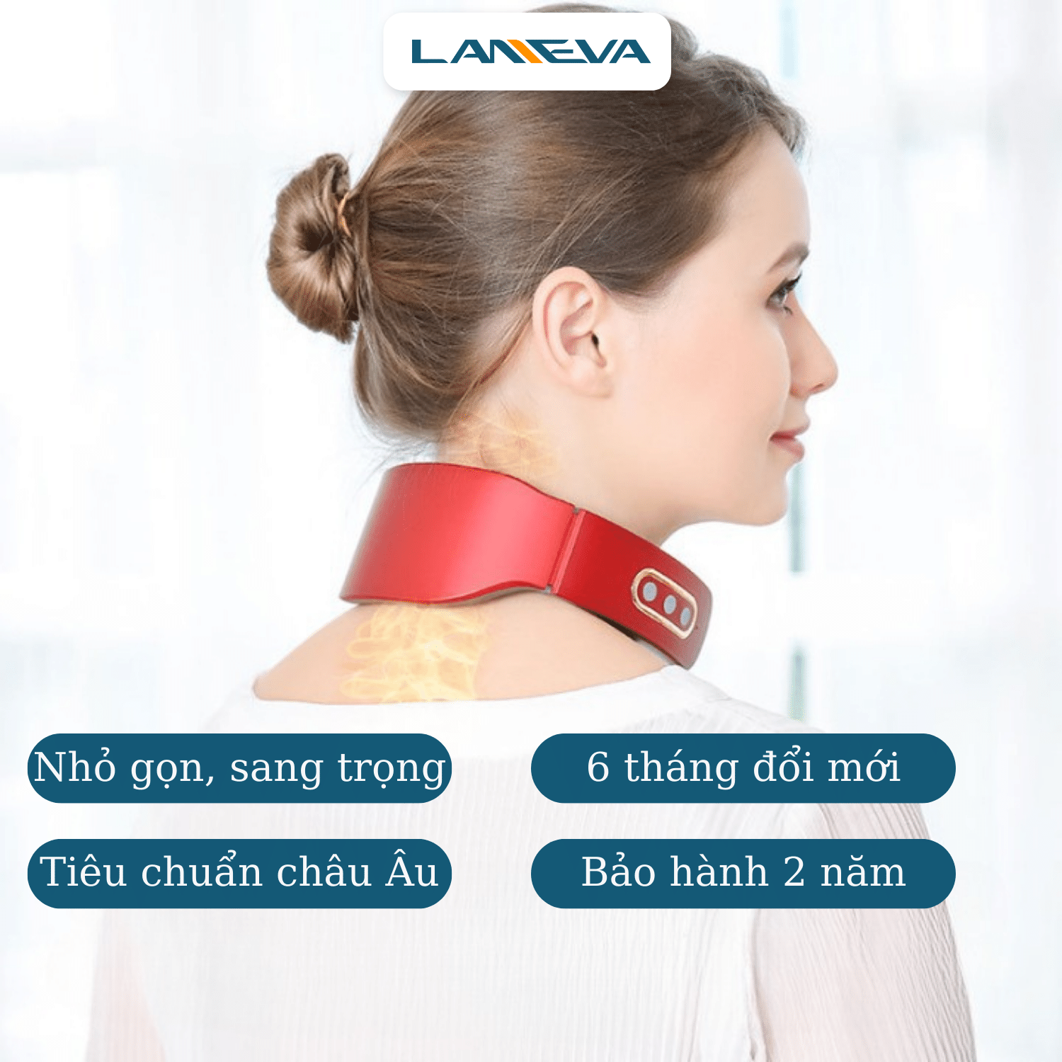 Máy massage cổ 4 đầu thông minh công nghệ mới LANEVA 890, Máy matxa cổ cao cấp tiêu chuẩn Châu Âu, giảm đau mỏi cổ gáy hiệu quả, giúp thư giãn sâu