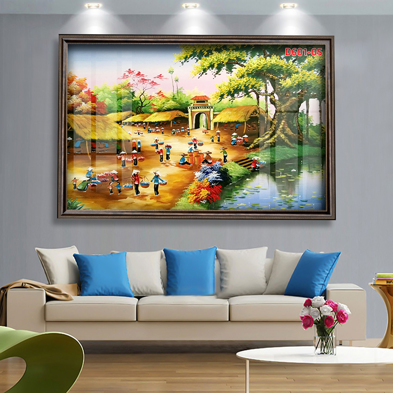 D601 01 Tranh kính Làng quê Việt Nam