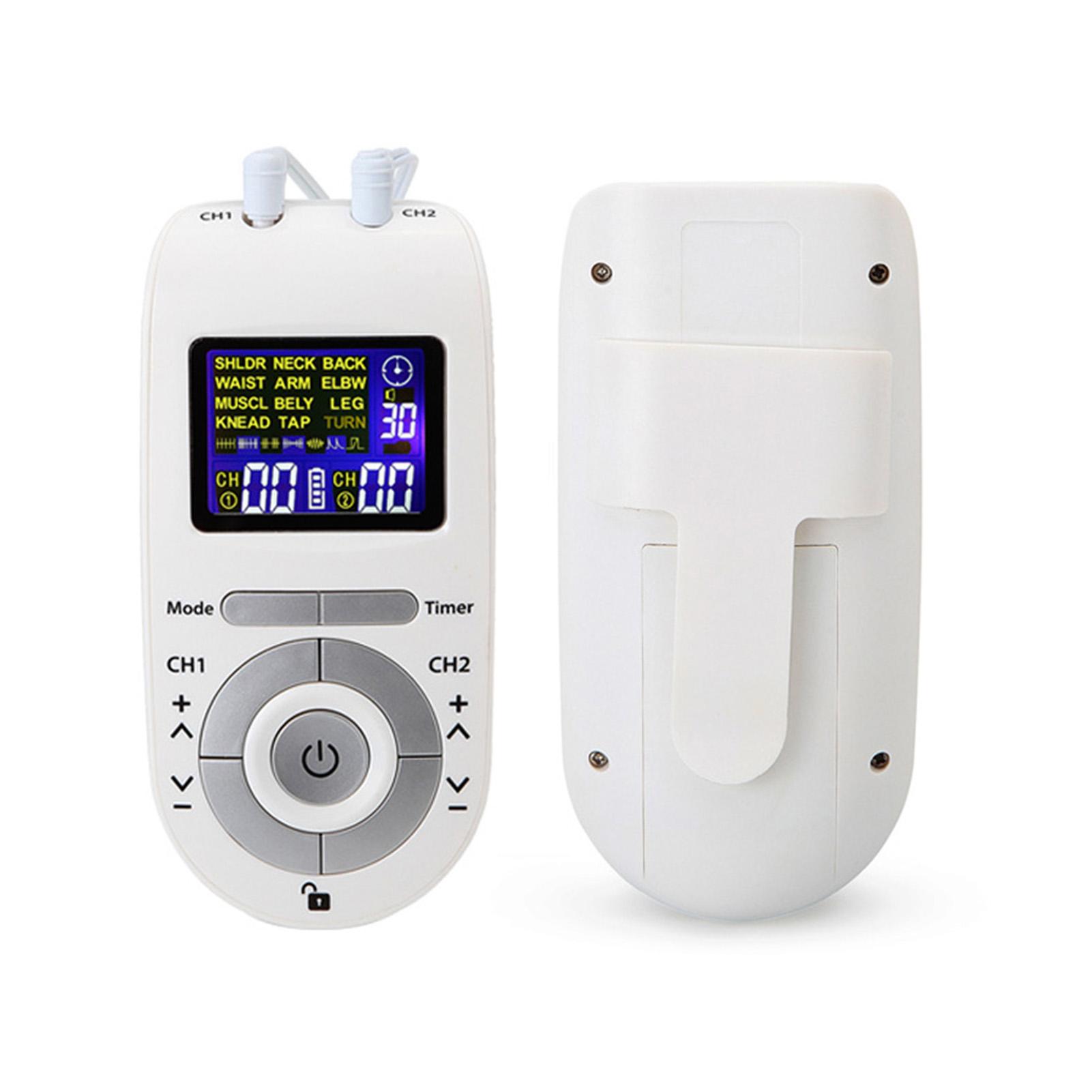 Dual-Channel TENS&EMS Device Pulse Massager Muscle Stimulator Unit 12 Massage Modes 40 Strength Levels Adjustable Timer