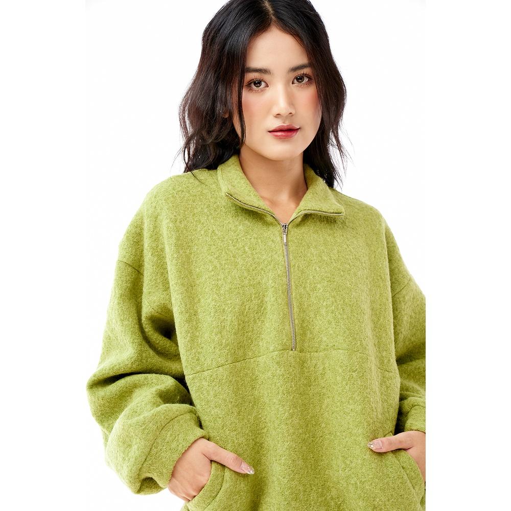 DOTTIE - Áo kiểu vải dạ phối dây kéo nữ T0599