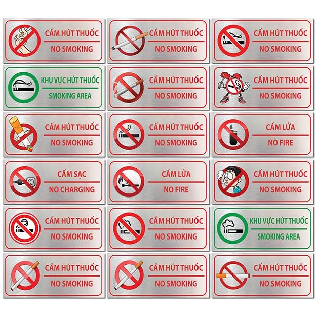 No smoking, cấm lửa, cấm hút thuốc, khu vực hút thuốc, bảng cấm thuốc, bảng no smoking nhiều mẫu loại cao cấp