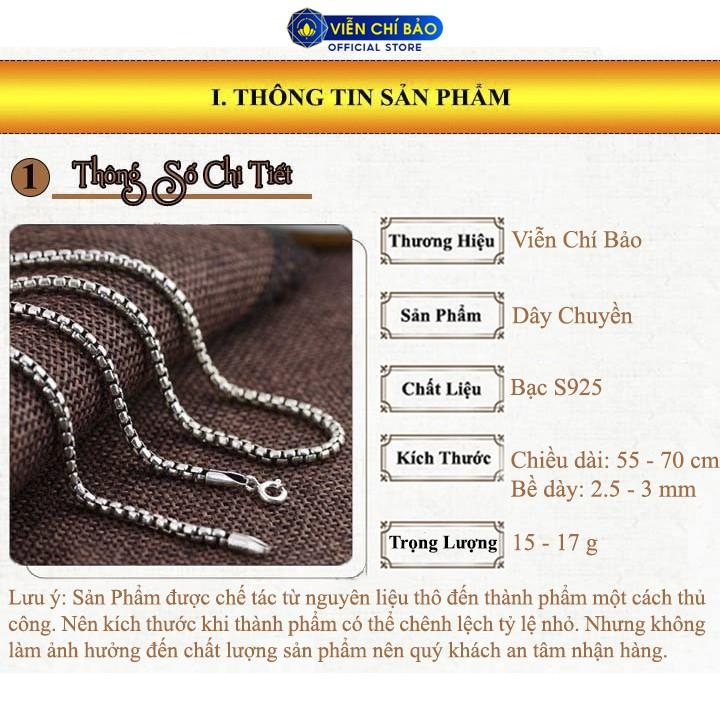 Dây chuyền bạc nam xích trụ chất liệu bạc Thái 925 thời trang phụ kiện trang sức Viễn Chí Bảo D100047