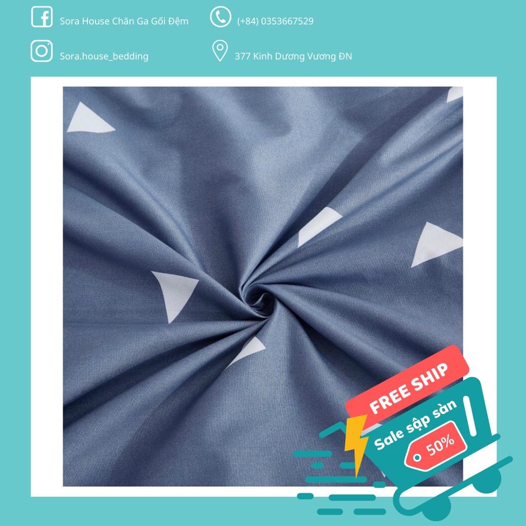 Bộ Chăn Ga Cotton Poly Tam Giác Xanh