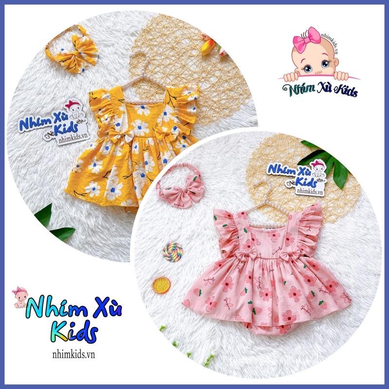 ￼Body Váy Cánh Tiên Hoa Vàng Bé Gái Sơ Sinh Đến 12kg, Bodysuit Bé Gái Chất Đũi Tơ Siêu Mát [B017