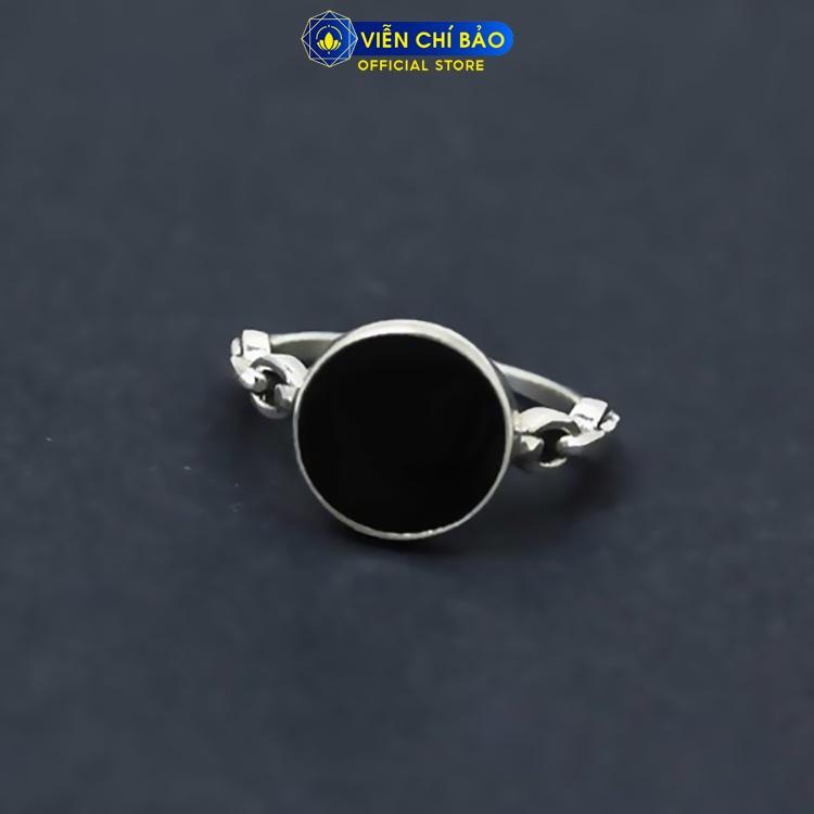 Nhẫn bạc nữ Miêu Nhãn đá đen chất liệu bạc Thái S925 thời trang phụ kiện trang sức nữ Viễn Chí Bảo N000340