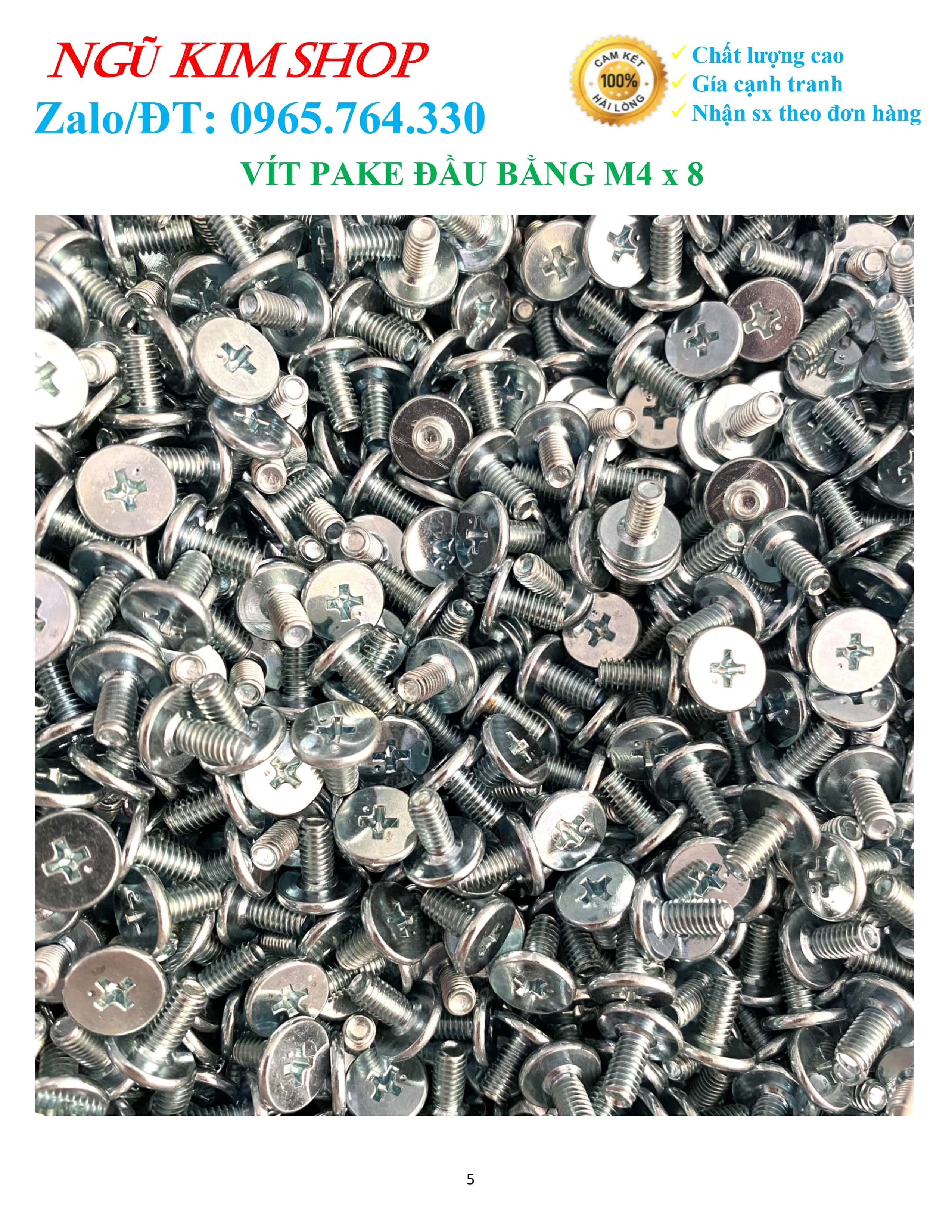 VÍT PAKE ĐẦU BẰNG M4 x 8 _ BỊCH 100 CON