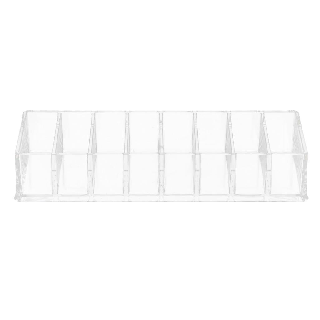 8 Slots Clear Makeup Cosmetic Display Storage Box Tabletop Desk Organizer