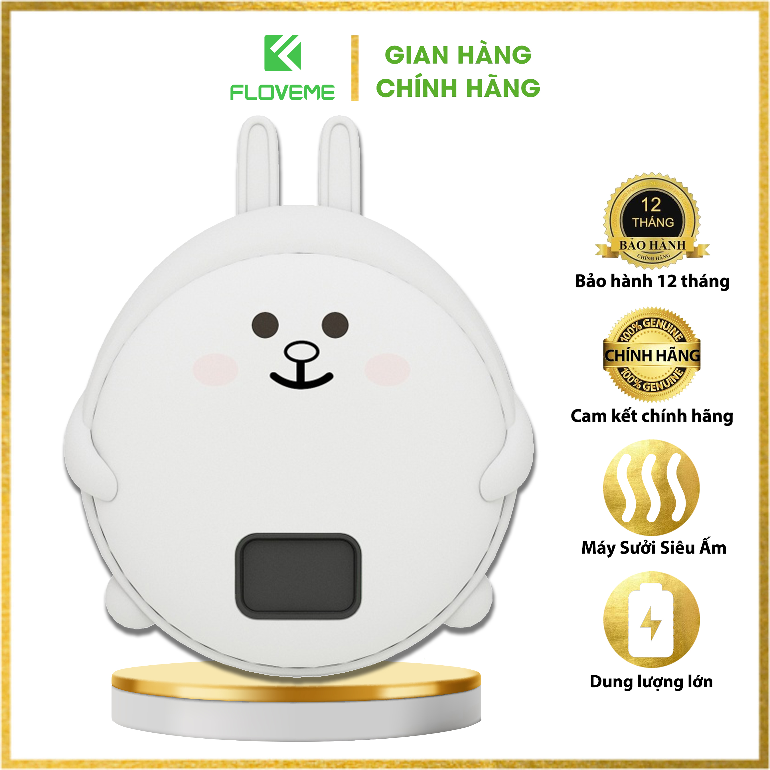 Máy sưởi tay FLOVEME QQ - Tích hợp sạc dự phòng 10.000mah - Thiết kế hình thú siêu kute dễ thương  - nhỏ gọn - Hàng chính hãng