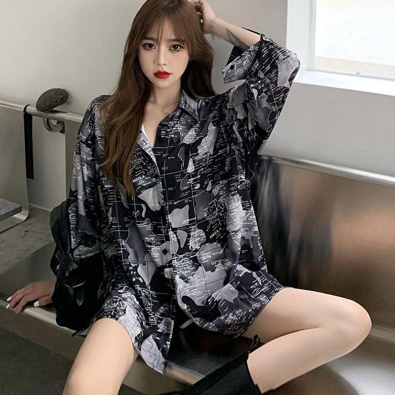 Áo Sơ Mi Tay Dài Dáng Rộng Phong Cách Cổ Điển Cho Nữ