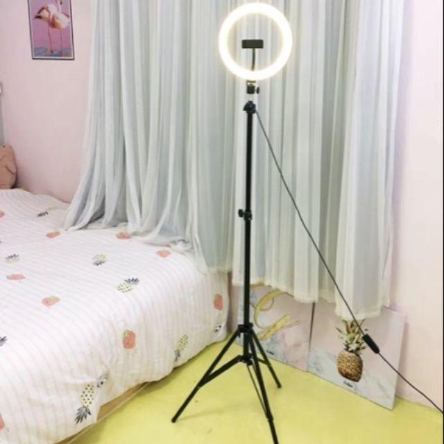 Đèn Led 26cm hỗ trợ ánh sáng livestream bán hàng online ( kèm cả chân và kẹp điện thoại ) (tặng kèm đầu đọc thẻ nhớ cao cấp)